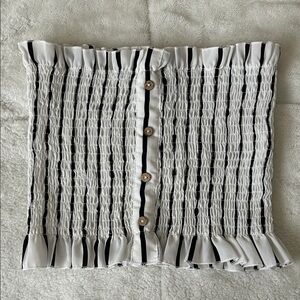 Black & White Striped Tube Top w buttons size small